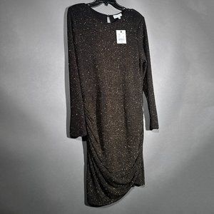 NWT Gibson Latimer Black Gold Stretch Sparkle Long Sleeve‎ Dress Size XXL